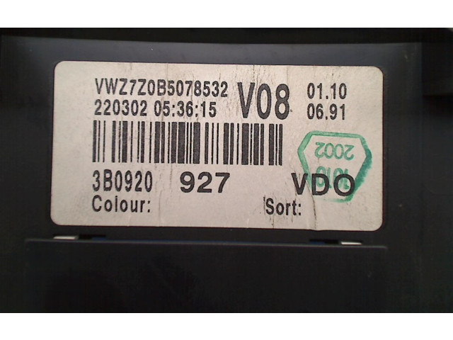 Přístrojová deska  Volkswagen Passat Alltrack 2002 3B0920927, 3B0920927  