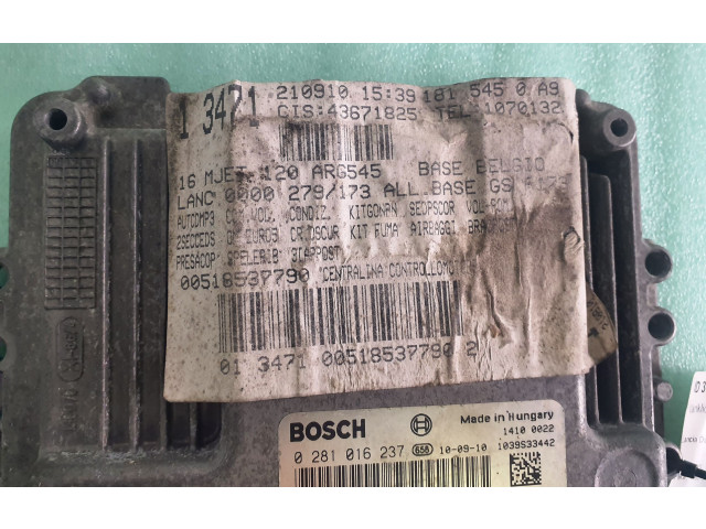 Блок управления двигателя 0281016237, 51853779 Lancia Delta III