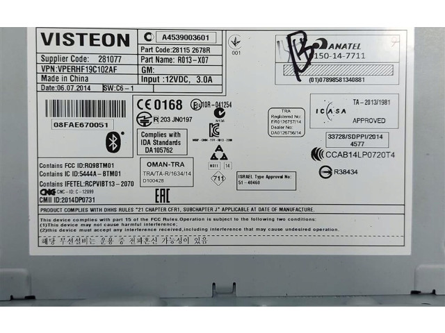 Pojistková skříňka Радио/ проигрыватель / навигация A4539003601 Smart ForFour II W453 2017