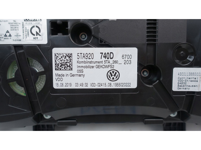 Панель приборов 5TA920740D, 5TA920740D   Volkswagen Touran III       