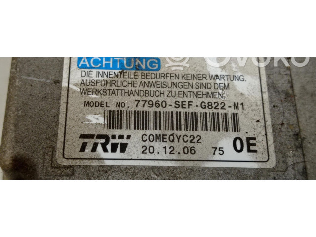 Блок подушек безопасности 77960SEFG822M1 Honda Accord