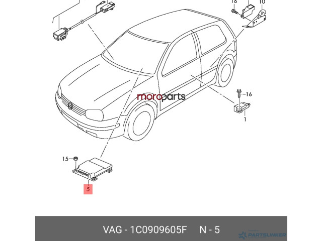 Блок подушек безопасности 1C0909605F, 1C0909605F   Skoda Superb B5 (3U)