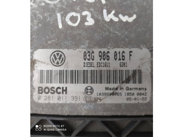 Řídící jednotka 03G906016F, 1039S06065 Skoda Superb B6 (3T) 2010