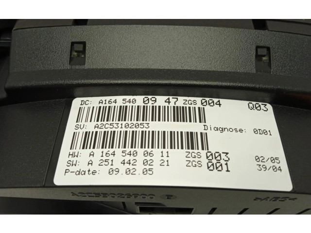 Панель приборов A1645400947   Mercedes-Benz ML W164       