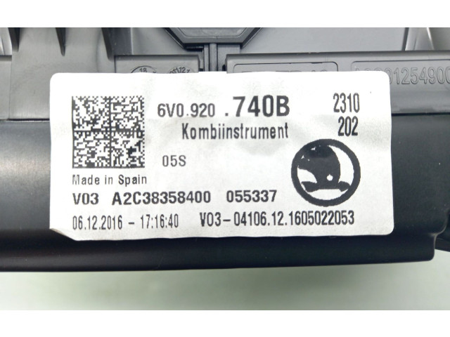 Спидометр (приборный щиток) 6V0920740B Skoda Fabia Mk3 (NJ)