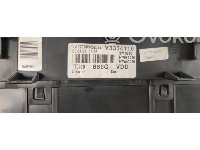 Панель приборов V3354110, 1T0920860G   Volkswagen Touran I       