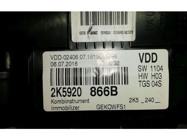 Přístrojová deska  Volkswagen Caddy 2015 2K5920866B, 2K5920866B  