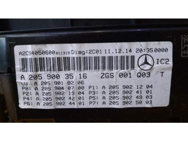 Přístrojová deska Mercedes-Benz C W205 2016 A2059003516
