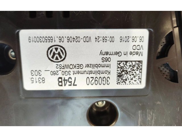 Панель приборов 3G0920754B, 3G0260303   Volkswagen PASSAT B8       