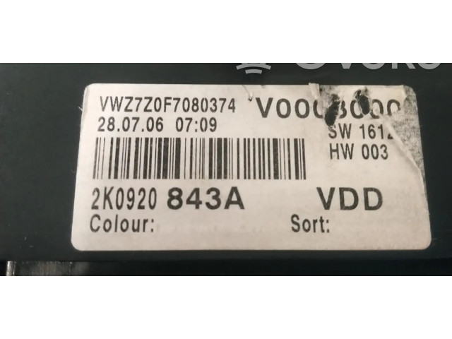 Панель приборов 2K0920843A, 2K0920843AZ02   Volkswagen Caddy       