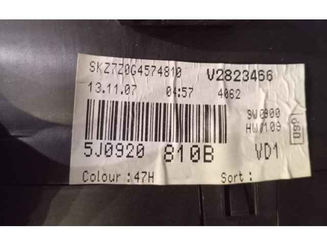 Панель приборов 5J0920810B, 5J0920810B Skoda Fabia Mk2 (5J)