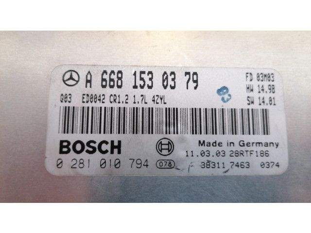 Řídící jednotka A6681530379, 0281010794 Mercedes-Benz A W168 2002