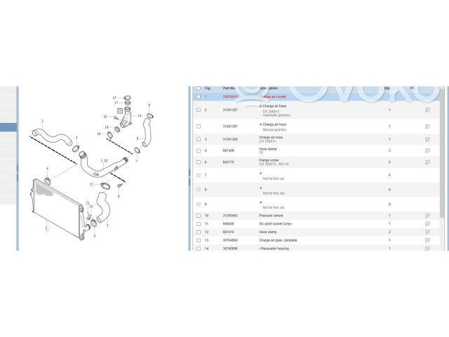 Радиатор интеркулера 31274553   Volvo XC90   для двигателя D 5244 T18
