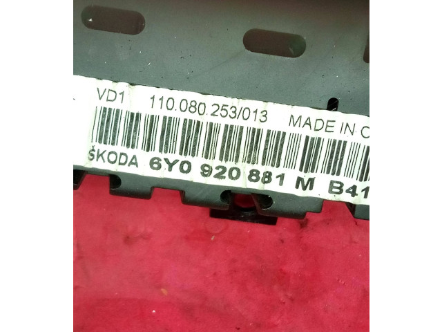 Панель приборов 6Y0920881M, 110080253 Skoda Fabia Mk1 (6Y)