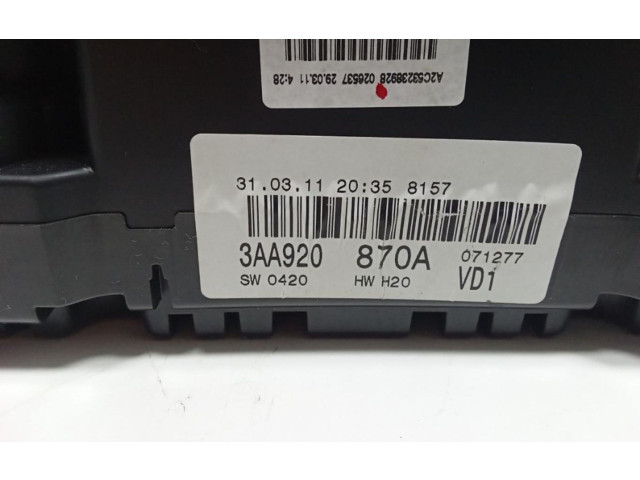 Přístrojová deska Volkswagen PASSAT 2011 3AA920870A