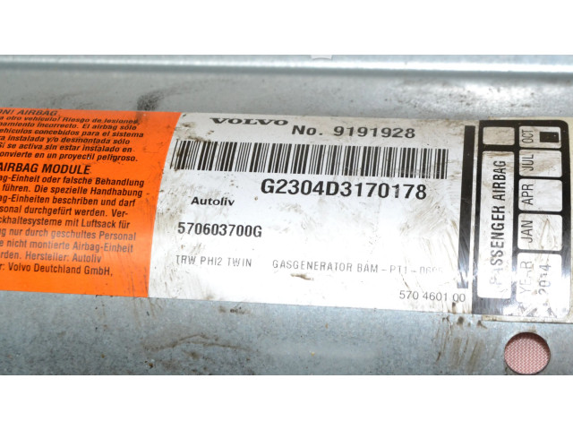 Подушка безопасности пассажира 570603700G, 9191928   Volvo V70