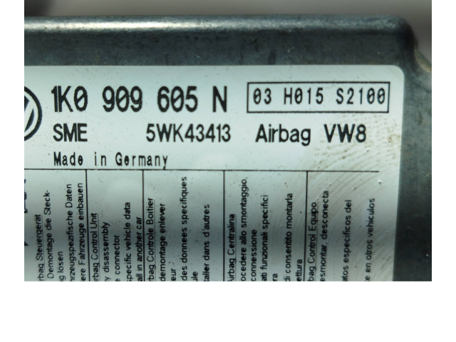 Блок подушек безопасности 1K0909605N, 03H015S2100 Volkswagen Jetta V