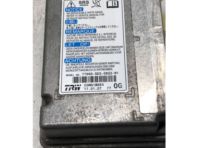 Блок подушек безопасности 77960SEGG822M1, C0MG1B6E6 Honda Accord