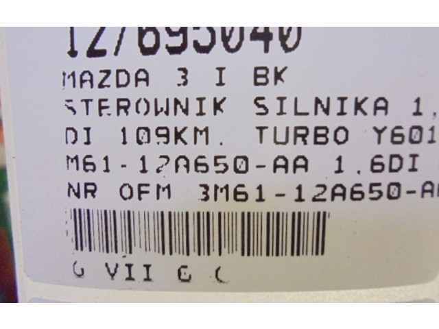 Блок управления двигателем Блок управления 3M61-12A650-AA, 3M61-12A650-AA Mazda 3 I