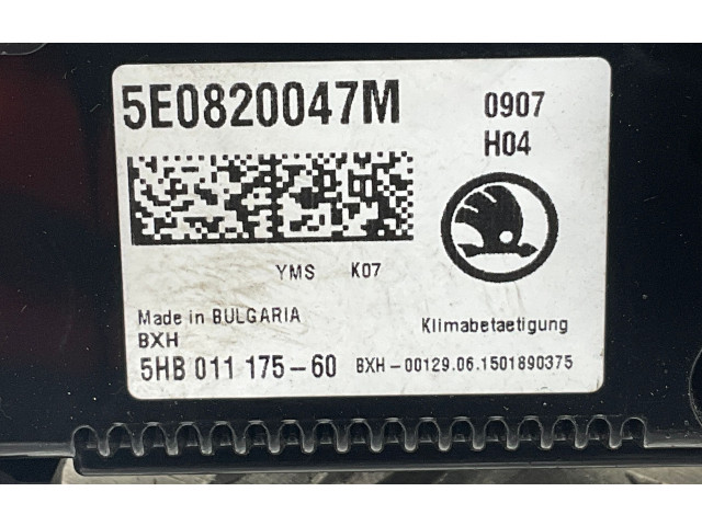 Блок управления климат-контролем 5E0820047M, 5E0863152 Skoda Octavia Mk3 (5E)