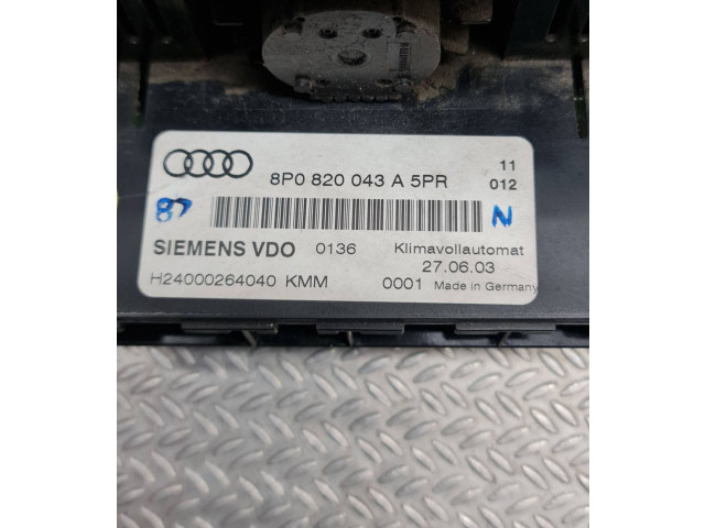 Блок управления климат-контролем 8P0820043A, H24000264040   Audi A3 S3 8P