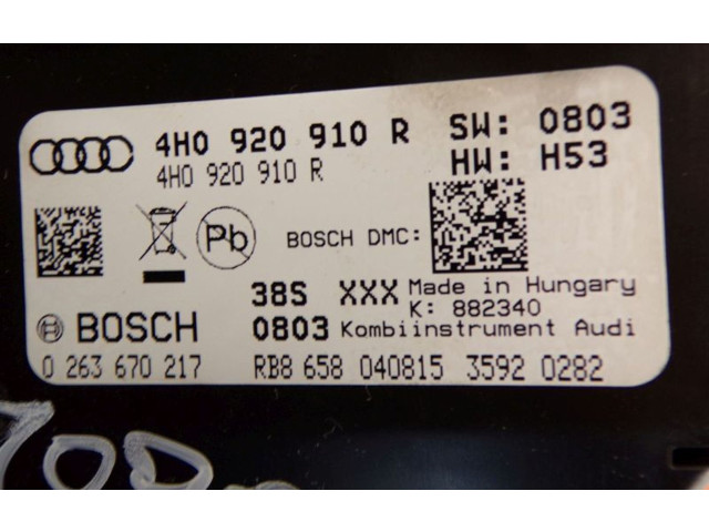 Přístrojová deska  Audi A8 S8 D4 4H 2015 4H0920910R, 4H0920910R  