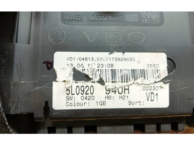 Спидометр (приборный щиток) 5L0920940H, A2C53296335 Skoda Yeti (5L)