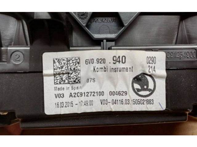 Спидометр (приборный щиток) 6V0920940, A2C91255200   Skoda Fabia Mk3 (NJ)   