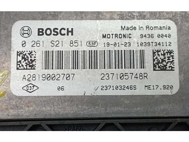 Блок управления двигателя 237105748R, 0261S21851 Renault Twingo III