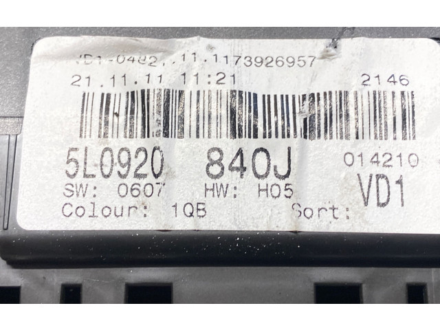 Панель приборов 5L0920840J, 1173926957   Skoda Yeti (5L)       