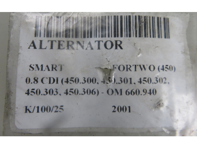 Генератор 0124225020, 0111548002 Smart ForTwo I