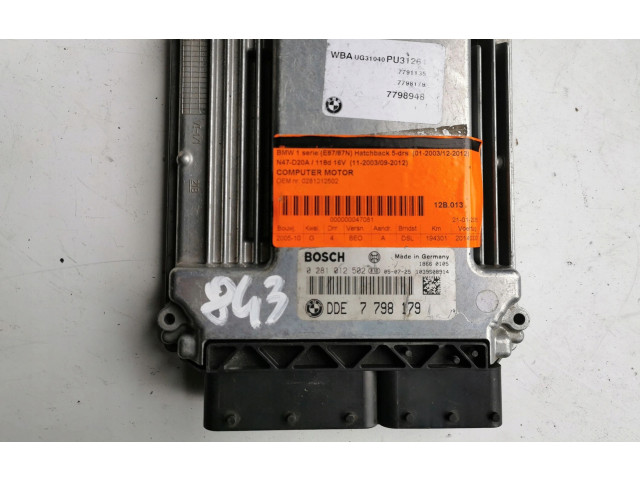 Комплект блоков управления 0281012502, 0281012502 DDE7798179 BMW 1 E81 E87