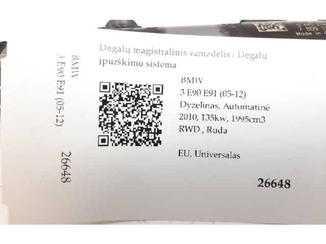 Vstřikovací lišta 780912804, 0445214183   BMW 3 E90 E91  pro naftový motor 2.0  