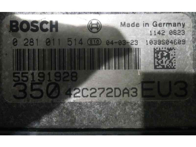 Блок управления двигателя 55191928, 0281011514   Fiat Idea