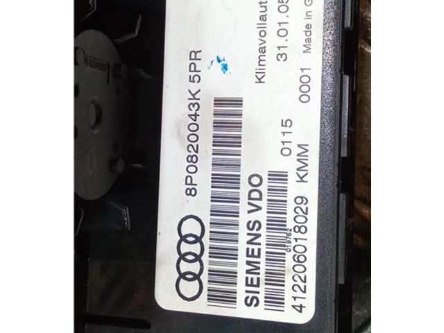 Блок управления климат-контролем 8P0820043K, 8P0820043K   Audi A3 S3 8L