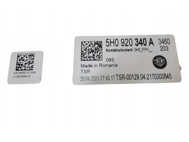 Pojistková skříňka Спидометр (приборный щиток) 5H0920340A Volkswagen Golf VIII 2020