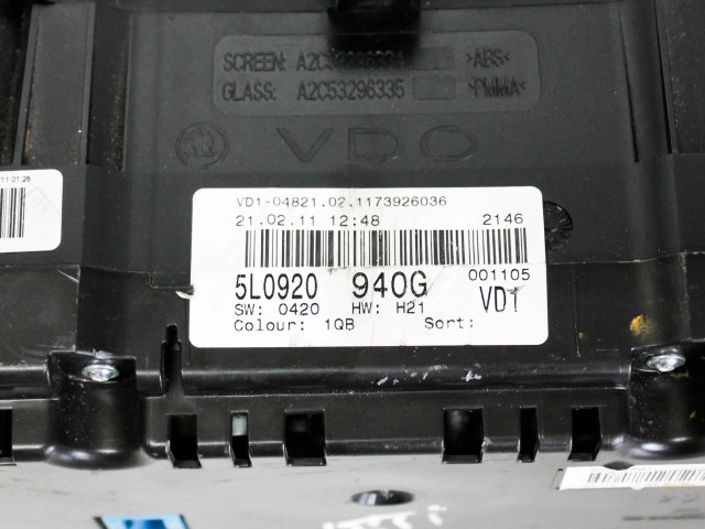 Панель приборов 5L0920940G Skoda Yeti (5L)