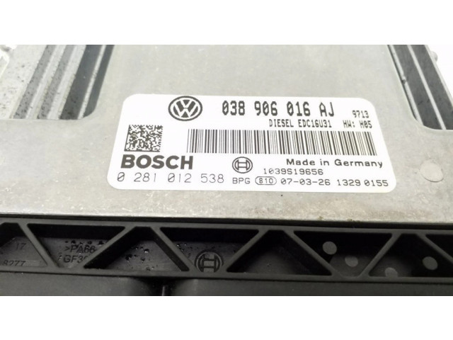 Řídící jednotka 038906016AJ, 0281012538 Volkswagen Transporter - Caravelle T5 2006