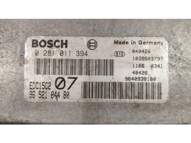 Блок управления двигателем Блок управления 0281011394, 9652184480 Citroen C8