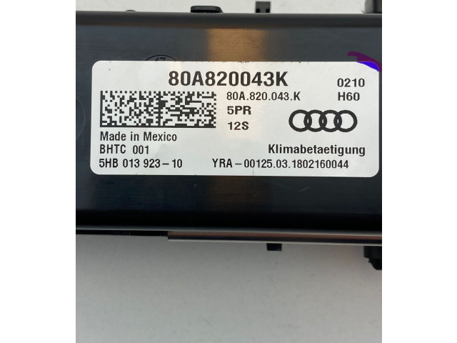 Блок управления климат-контролем 80A820043K, 5HB01392310 Audi Q5 SQ5