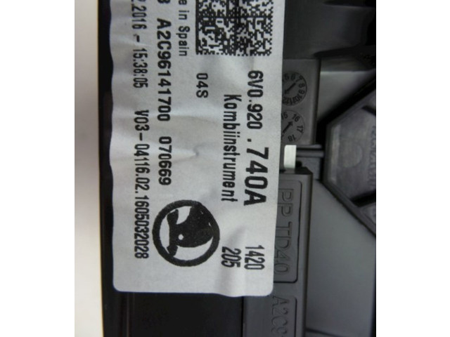 Панель приборов 6V0920740A, 6V0920740A Skoda Fabia Mk2 (5J)