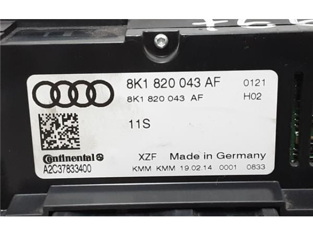 Блок управления климат-контролем 8K0820043AF, 8K0820043AF   Audi A5 Sportback 8TA