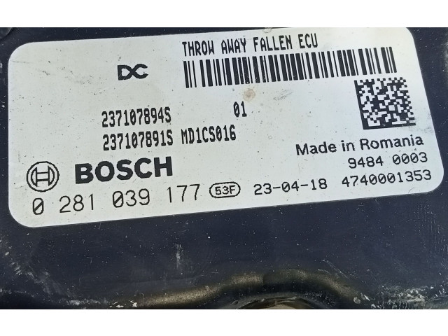 Блок управления двигателя 237107894S, 0281039177 Dacia Lodgy