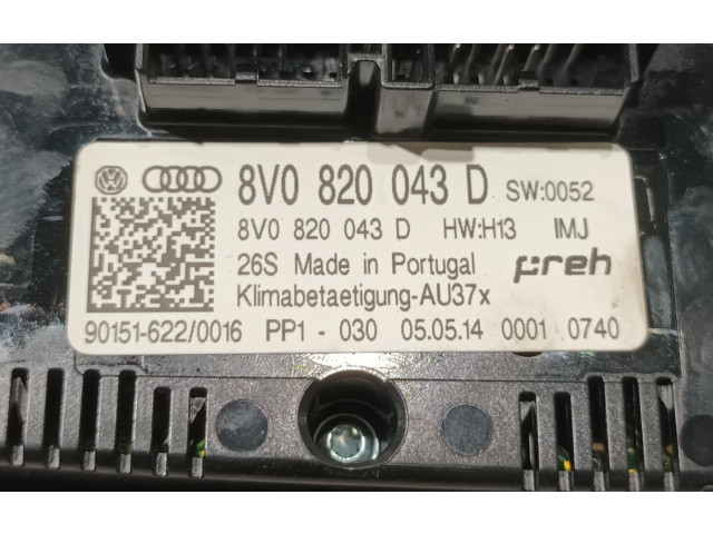 Блок управления климат-контролем 8V0820043DIMJ Audi A3 S3 8V