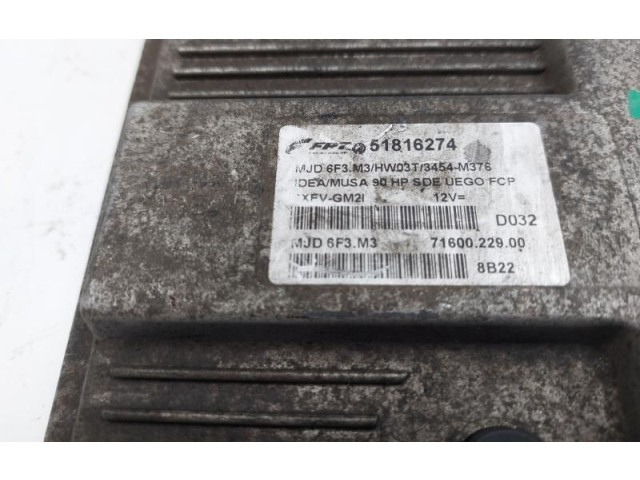 Блок управления двигателя 51816274, 51816274 Lancia Musa