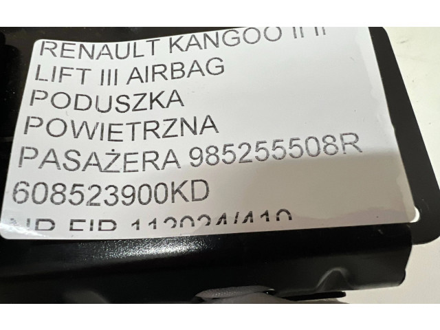 Подушка безопасности пассажира 985255508R, 608523900KD   Renault Kangoo II