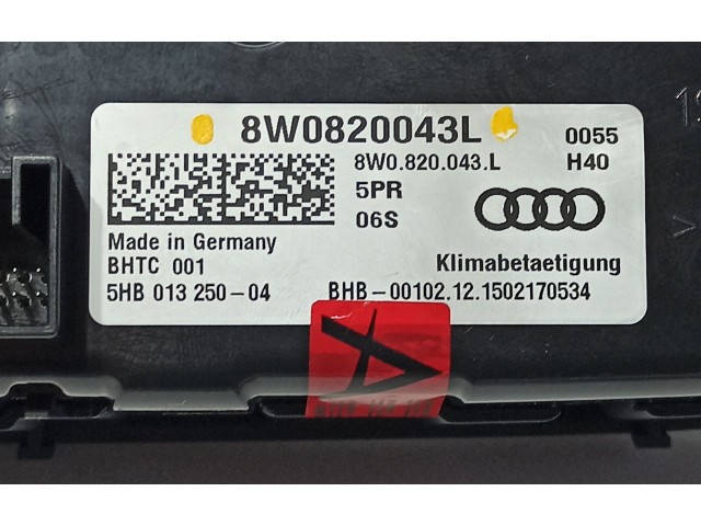 Блок управления климат-контролем 8W0820043L, 5HB01325004 Audi A4 Allroad