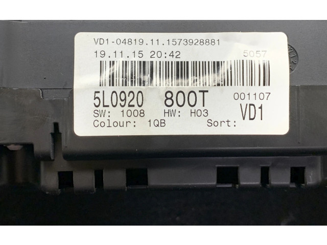 Панель приборов 5L0920800T, VD104819 Skoda Yeti (5L)