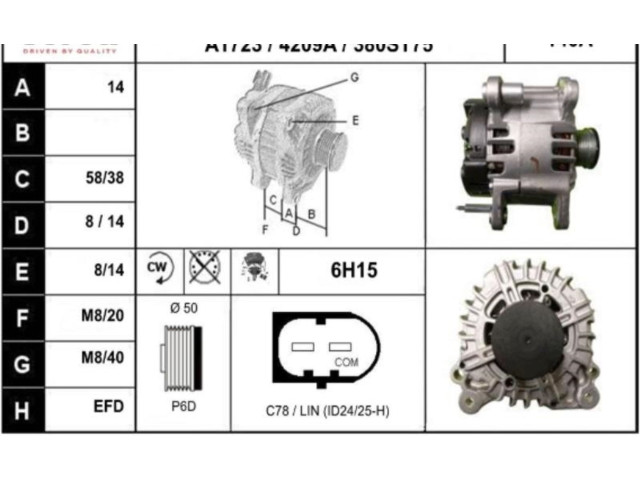 Генератор 03C903023T, 380st75   Audi A1      