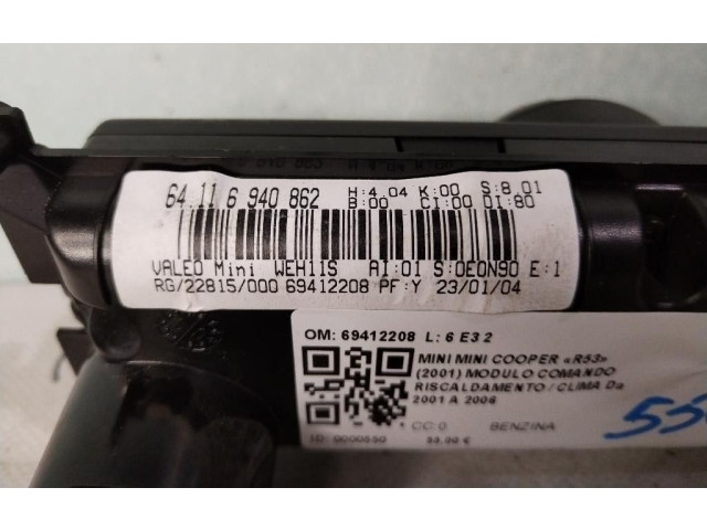Блок управления климат-контролем 69412208, 69412208 Mini One Cooper R50 53